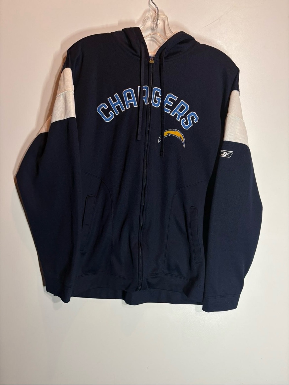 Vintage NFL Reebok Navy Blue Los Angeles Chargers Zip Full-Zip Hoodie
